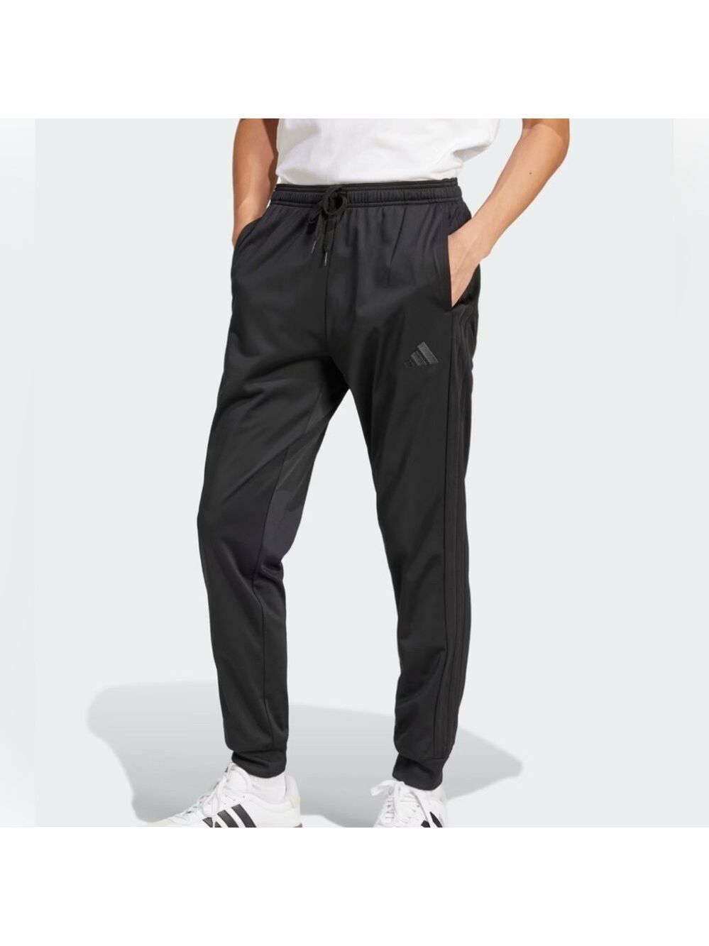 NWT Adidas Tricot Three Stripe Regular Tapered Full Length Jogger SZ L Black